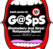 Gasps theatre group Graphic of a mouth wide open. Inside text reads 18+ adult panto by GASPS